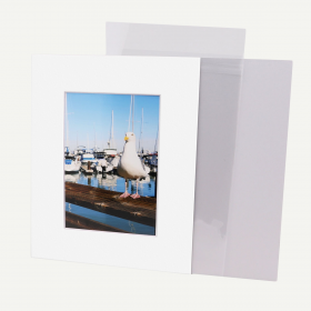 8x10 Pre-cut Mat with Whitecore fits 5x7 Picture + White Foam Board + Bags