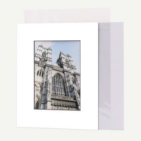 8x10 Pre-cut Mat with Blackcore fits 5x7 Picture + White Foam Board + Bag